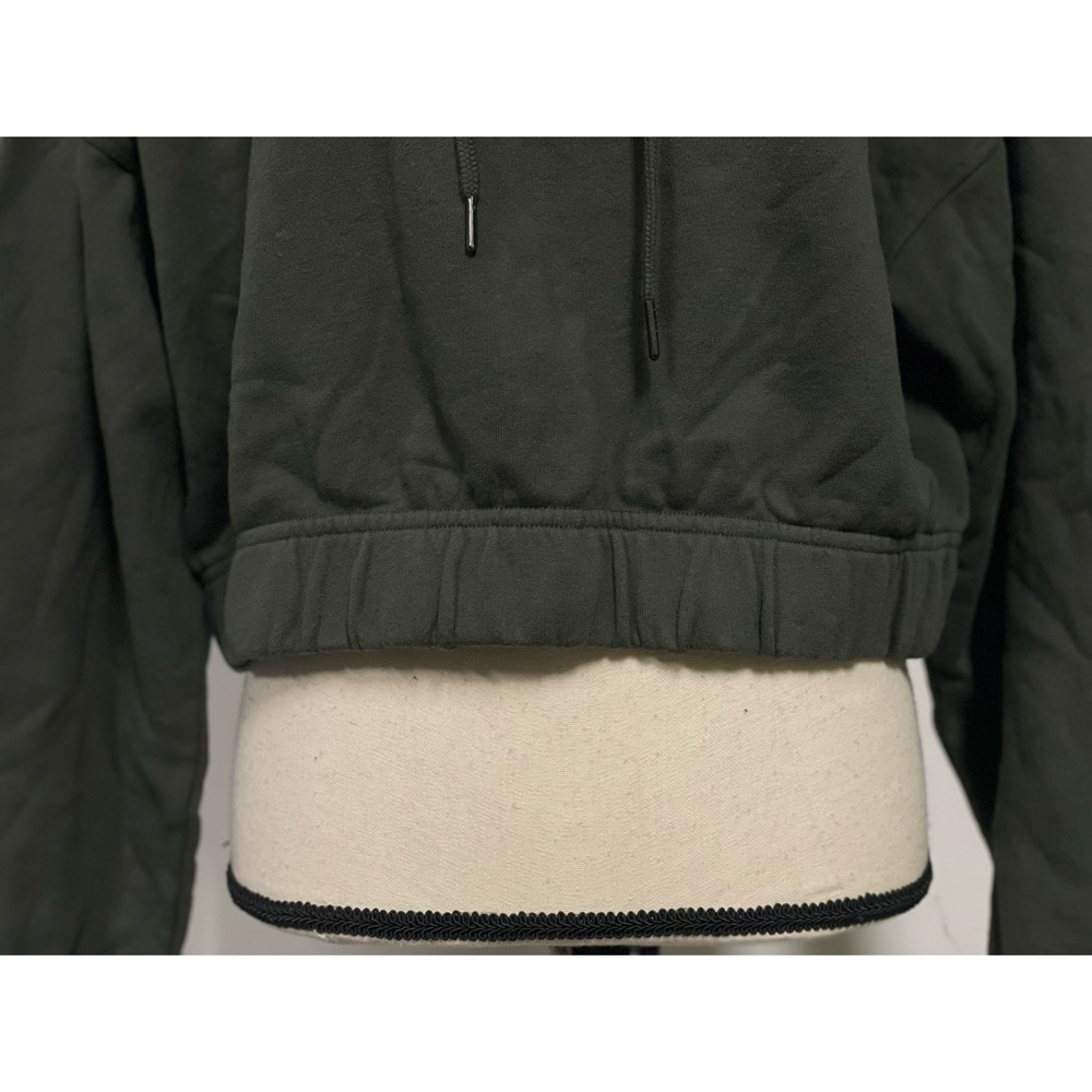 Forever 21 Cropped Terry Hoodie Olive Green Size 0X - Picture 6 of 9